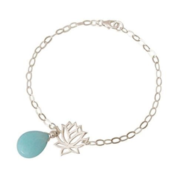 Donna - Braccialetto - Argento 925 - Fiore Di Loto - Turchese - Lacrima - Goccia - Verde Acqua - Yoga características