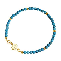 Donna - Braccialetto - Argento 925 - Placcato Oro 18k - Fiore Di Loto - Turchese - Azzurro - Yoga características