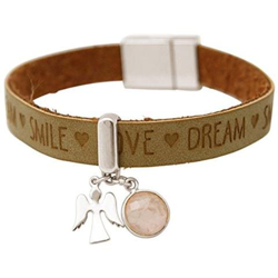 Braccialetto - Angelo - Argento 925 - Wishes - Marrone - Nocciola - Rosa - Quarzo Rosa - Chiusura Magnetica en oferta