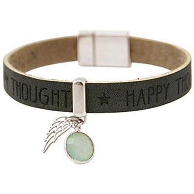 Braccialetto - Ala De Angelo - Argento 925 - Wishes - Antracite - Grigio - Calcedonio - Verde Mare - Chiusura Magnetica