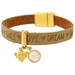 Braccialetto - Ape - Argento 925 Placcato Oro 18k - Wishes - Nocciola - Quarzo Rosa - Chiusura Magnetica en oferta