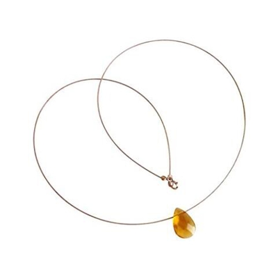 Donna - Collana - Placcato Oro 14k - Citrino - Giallo - Goccia - 45 Cm