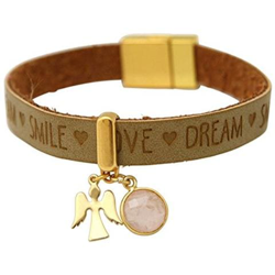 Braccialetto - Angelo - Placcato Oro 18k - Wishes - Marrone - Nocciola - Rosa - Quarzo Rosa - Chiusura Magnetica características