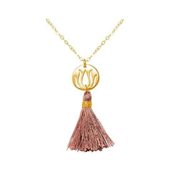 Donna - Collana - Ciondolo - Argento 925 - Placcato Oro 18k - Fiore Di Loto - Nappa - Rosa - Yoga - 45 Cm precio