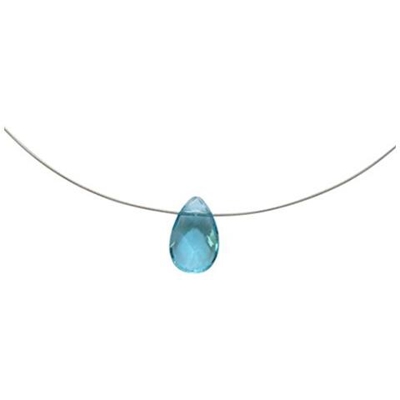 Donna - Collana - Ciondolo - Pendente - Argento - 925 Sterling Argento - Quarzo Azzurro - Goccia - Sfaccettato - 45 Cm