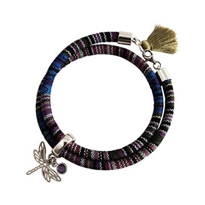 Braccialetto Avvolgente - Argento 925 - Libellula - Azteco - Ametista - Rosa - Viola