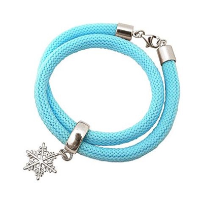 Braccialetto Doppio - Argento 925 - Fiocco Di Neve - Azzurro