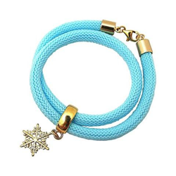 Braccialetto Doppio - Argento 925 - Placcato Oro 18k - Fiocco Di Neve - Azzurro en oferta