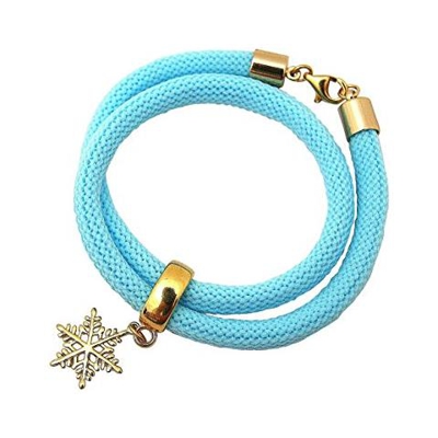 Braccialetto Doppio - Argento 925 - Placcato Oro 18k - Fiocco Di Neve - Azzurro