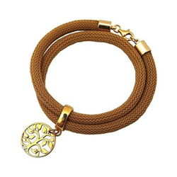 Braccialetto Doppio - Argento 925 - Placcato Oro 18k - Albero Della Vita - Marrone en oferta