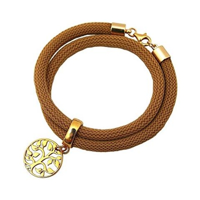 Braccialetto Doppio - Argento 925 - Placcato Oro 18k - Albero Della Vita - Marrone