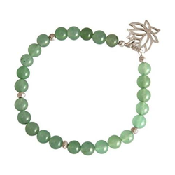 Donna - Braccialetto - Argento 925 - Fiore Di Loto - Aventurina - Verde - Yoga en oferta