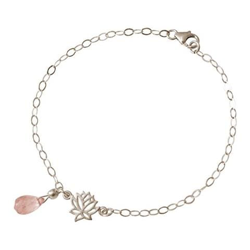 Donna - Braccialetto - Argento 925 - Fiore Di Loto - Quarzo Rosa - Lacrima - Goccia - Yoga precio