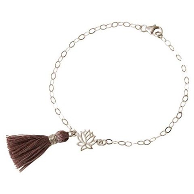 Donna - Braccialetto - Argento 925 - Fiore Di Loto - Nappa - Rosa - Yoga