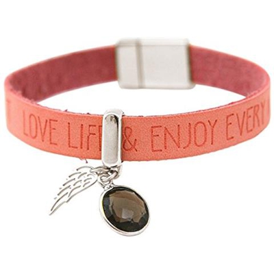 Braccialetto - Ala De Angelo - Argento 925 - Wishes - Pink - Rosa - Quarzo Fume - Chiusura Magnetica