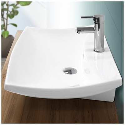 Lavabo Da Appoggio Ceramica Bagno Sanitari Lavandino Rettangolare 605 X 460 Mm
