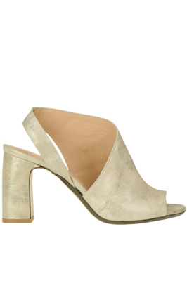 Metallic effect leather sandals