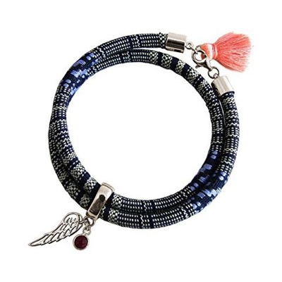 Braccialetto Avvolgente - Argento 925 - Ala - Angelo - Azteco - Rubino - Rosso - Rosa
