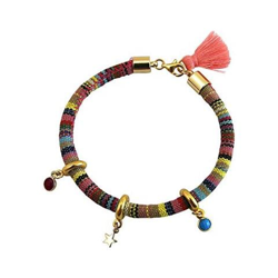 Braccialetto - Argento 925 - Placcato Oro 18k - Azteco - Star - Stella - Rubino - Rosso - Turchese en oferta