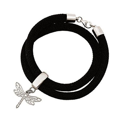 Braccialetto Doppio - Argento 925 - Libellula - Nero