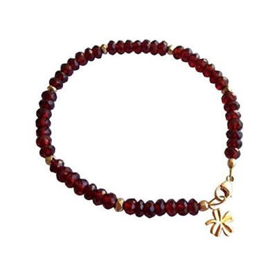 Braccialetto - Placcato Oro 18k - Granato - Sfacettato - Rosso