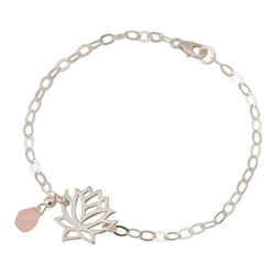 Donna - Braccialetto - Argento 925 - Fiore Di Loto - Quarzo Rosa - Lacrima - Goccia - Yoga precio