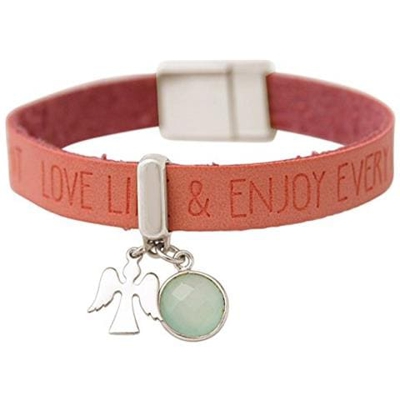 Braccialetto - Angelo - Argento 925 - Wishes - Rosa - Calcedonio - Verde Mare - Chiusura Magnetica