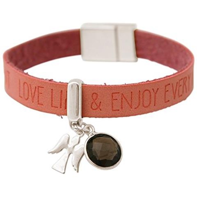 Braccialetto - Angelo - Argento 925 - Wishes - Pink - Rosa - Quarzo Fume - Chiusura Magnetica