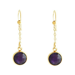 Donna - Oreccini - Argento 925 - Placcato Oro 18k - Ametista - Viola - Yoga - 3,1 Cm en oferta