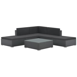 Set Divano Da Giardino 15 Pz In Polyrattan Nero precio