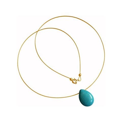 Donna - Collana - Placcato Oro 14k - Turchese - Azzurro - Goccia - 45 Cm