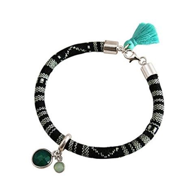 Braccialetto - Argento 925 - Azteco - Smeraldo - Calcedonio - Verde Mare