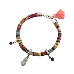Braccialetto - Argento 925 - Azteco - Gufo Reale - Rubino - Rosso - Zaffiro - Azzurro en oferta