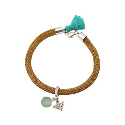 Braccialetto - Argento 925 - Gemme Naturali - Calcedonio - Ape - Verde - Marrone