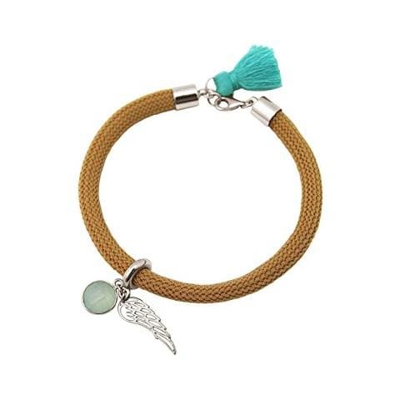 Braccialetto - Argento 925 - Gemme Naturali - Calcedonio - Ala D´angelo - Verde - Marrone