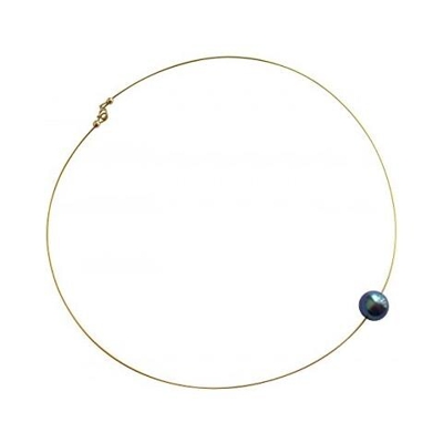 Collana - Perla - Tahiti - Grigio - Placcato Oro 18k - 45 Cm