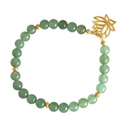 Donna - Braccialetto - Argento 925 - Placcato Oro 18k - Fiore Di Loto - Aventurina - Verde - Yoga precio