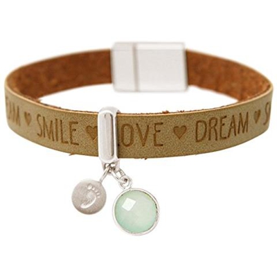 Braccialetto - Footprint - Argento 925 - Wishes - Marrone - Nocciola - Calcedonio - Verde Mare - Chiusura Magnetica