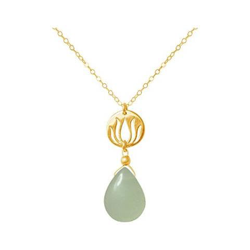 Donna - Collana - Ciondolo - Argento 925 - Placcato Oro 18k - Fiore Di Loto - Calcedonio - Lacrima - Goccia - Verde Acqua - Yoga - 45 Cm características