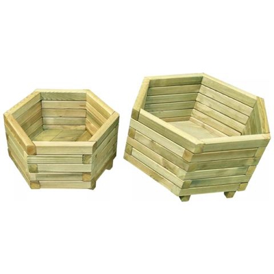 Set 2 Fioriere Da Giardino In Legno Di Pino Impregnato