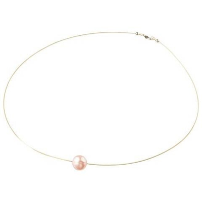 Collana - Perla - Champagne Rosa - Placcato Oro 18k - 45 Cm
