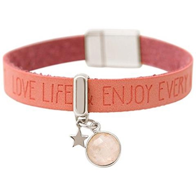 Braccialetto - Star - Stella - Argento 925 - Wishes - Rosa - Quarzo Rosa - Chiusura Magnetica