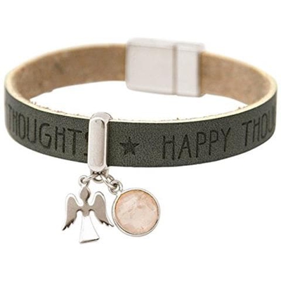 Braccialetto - Angelo - Argento 925 - Wishes - Antracite - Grigio - Rosa - Quarzo Rosa - Chiusura Magnetica