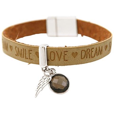 Braccialetto - Ala De Angelo - Argento 925 - Wishes - Nocciola - Quarzo Fume - Chiusura Magnetica