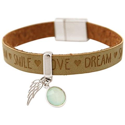 Braccialetto - Ala De Angelo - Argento 925 - Wishes - Nocciola - Calcedonio - Verde Mare - Chiusura Magnetica