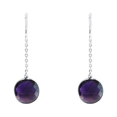 Donna - Oreccini - Argento 925 - Ametista - Viola - Yoga - 4,5 Cm