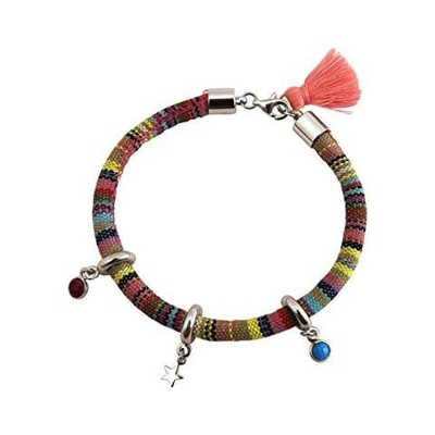 Braccialetto - Argento 925 - Azteco - Star - Stella - Rubino - Rosso - Turchese