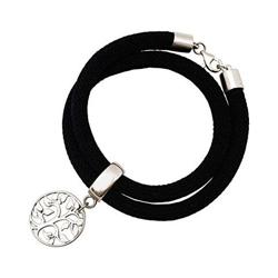 Braccialetto Doppio - Argento 925 - Albero Della Vita - Nero en oferta