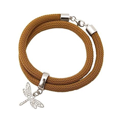 Braccialetto Doppio - Argento 925 - Libellula - Marrone