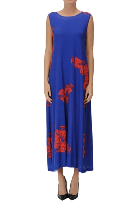 Printed knit long dress